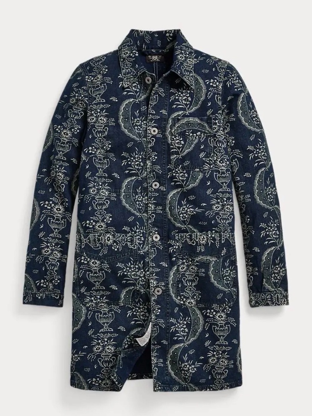 RRL Indigo Floral-Print Canvas Work Jacket